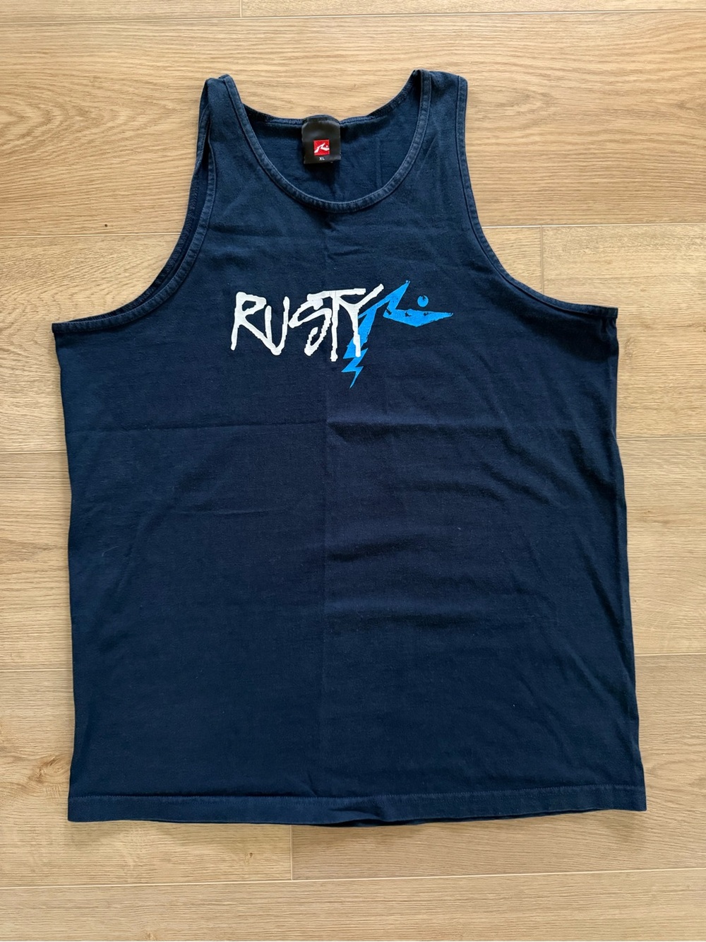 Rusty Vintage Y2K Surf Skate Graphic Tank Top Navy Blue XL